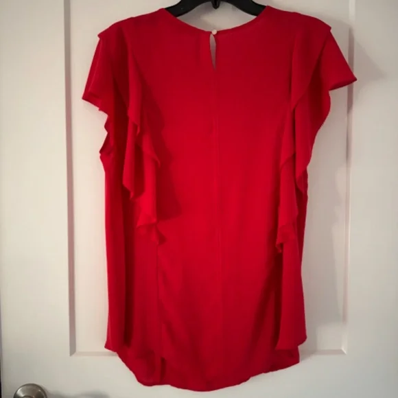 LOFT Red Ruffle Sleeve Blouse - Picture 5 of 5